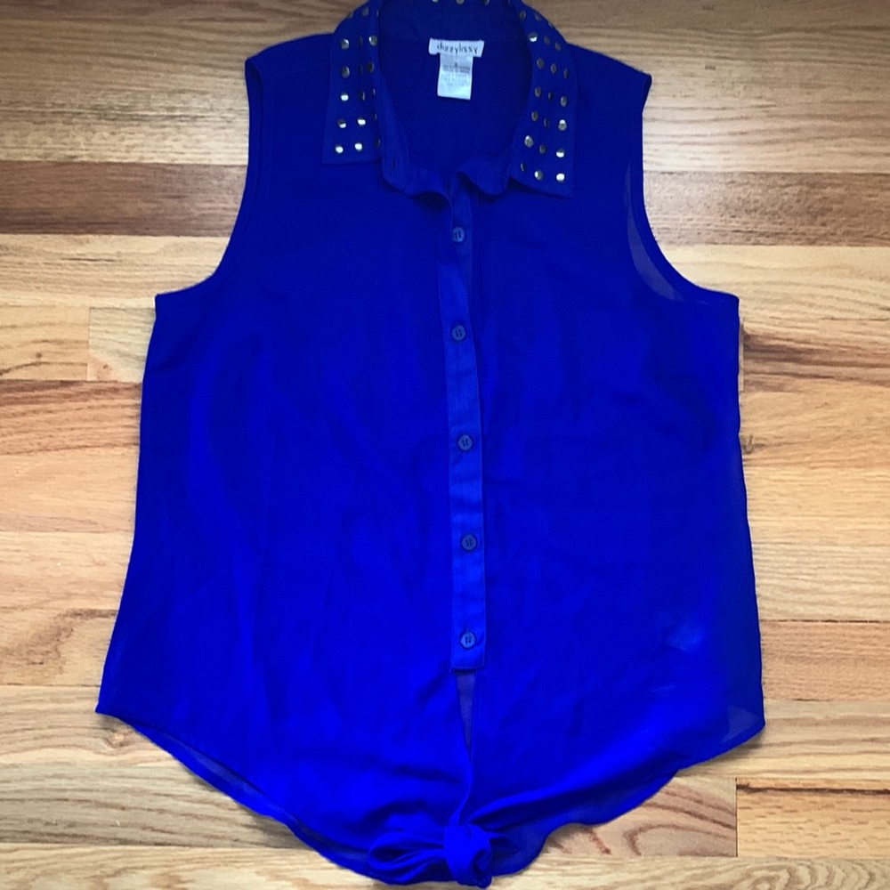 🌺 EUC Dizzy Lissy Sleeveless blouse with gold grommets Sz S